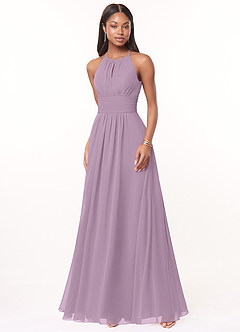 Azazie Bonnie Bridesmaid Dresses Wisteria A-Line Keyhole Ruched Chiffon Dress image1