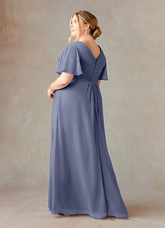 Azazie Morning Glory Kleider für die Brautmutter A-Linie V-Hals Gerüscht Chiffon Kleid Sturm image8