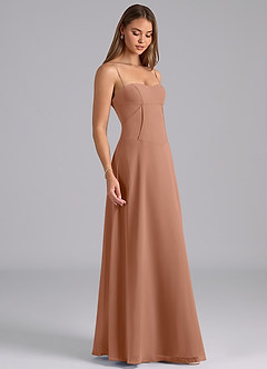 Azazie Valentine Bridesmaid Dresses Bronzer A-Line Corset Chiffon Dress image5