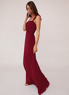 Barbie ♥ Azazie Bridesmaid Dresses Burgundy A-Line Sweetheart Neckline Chiffon Dress image4