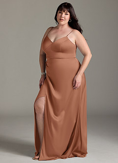 Azazie Marchella Brautjungfernkleider A-Linie Korsett Stretch-Satin Kleid Bronzer image10