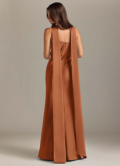 Azazie Kinsley Brautjungfernkleider Meerjungfrau-Linie Seitliche Cut-Outs Stretch-Satin Kleid Kupfer image2