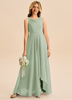 Azazie Mannie Junior Linia A Pofałdowany Szyfon Asymetryczny Młodsza druhna Sukienka image1