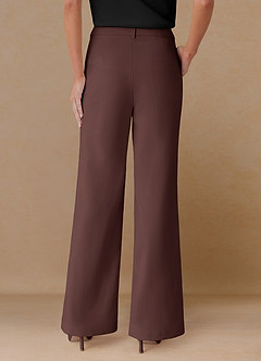 front Marina Espresso Refined Weave Straight-Leg Pants