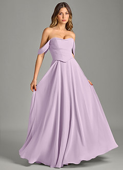 Azazie Chelsey Vestidos de damas de honor Vestido de Lila Esmerilada de Gasa de Corte en A Convertible con Vestidos sin tirantes image5