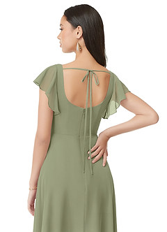 Azazie Bondi Bridesmaid Dresses Pistachio A-Line Ruched Chiffon Dress image2