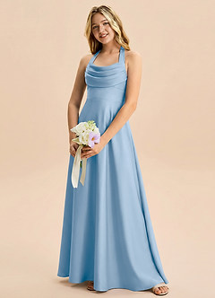 Azazie Kady Junior Powder Blue A-Line Sweetheart Neckline Stretch Satin Dress image3