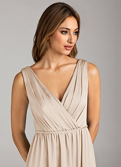 Azazie Tanicia Bridesmaid Dresses White Alabaster A-Line Pleated Stretch Satin Dress image6