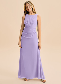 Azazie Floris Junior Lilac A-Line Pleated Chiffon Dress image4