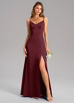 Azazie Talina Bridesmaid Dresses Cabernet A-Line Stretch Satin Dress image5