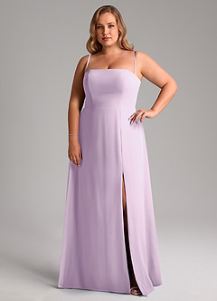Azazie Wren Jurken voor bruidsmeisjes Converteerbaar Jurk van Chiffon met A-Lijn Zijsplit Frosted Lila image14