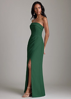 Azazie Aretha Bridesmaid Dresses Dark Green A-Line Strapless Chiffon Dress image6