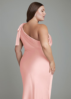 Azazie Yuanna Bridesmaid Dresses Powder Pink Mermaid One Shoulder Stretch Satin Dress image14