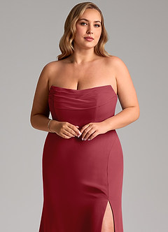 Azazie Saige Bridesmaid Dresses Pomegranate A-Line Off the Shoulder Chiffon Convertible Dress image11