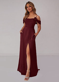 Barbie ♥ Azazie Venta Final Vestido de Barbie Pink de Satén Elástico de Corte en A Convertible con Vestidos sin tirantes image1