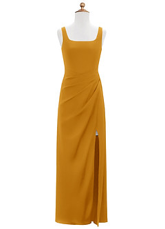 Azazie Mero Junior Butterscotch Mermaid Pleated Stretch Satin Dress image6