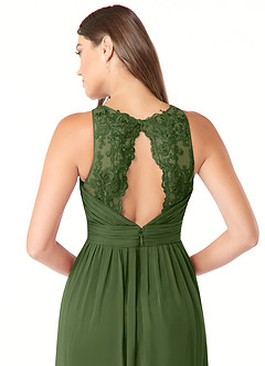 Azazie Luz Bridesmaid Dresses Olive A-Line Lace Chiffon Dress image6