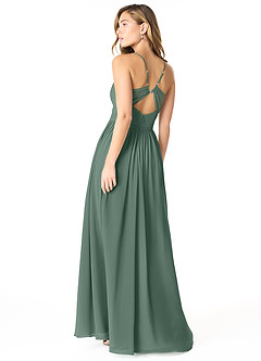 Azazie Cora Bridesmaid Dresses Sea Moss A-Line Pleated Chiffon Dress image2
