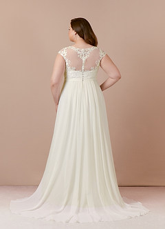 Azazie Brynslee Wedding Dresses Cream A-Line Scoop Sequins Chiffon Dress image11