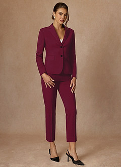 front Whitney Borgogna Completo con pantaloni corti e struttura in tessuto raffinato