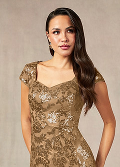 Azazie Korinna Mère de la mariée Robes Robe Sirène en Paillettes Taupe image5