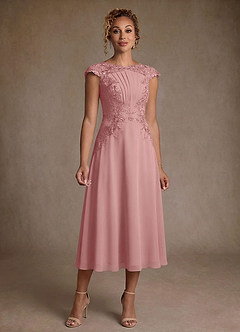 Azazie Crista Mother of the Bride Dresses Dusty Rose A-Line Lace Chiffon Dress image1
