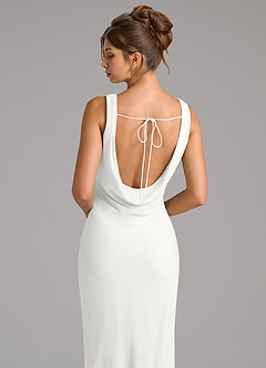 Azazie Rylina Bridesmaid Dresses White Mermaid Pleated Chiffon Dress image2