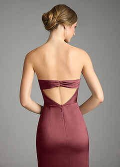 Azazie Leonis Bridesmaid Dresses Merlot Mermaid Pleated Stretch Satin Convertible Dress image7
