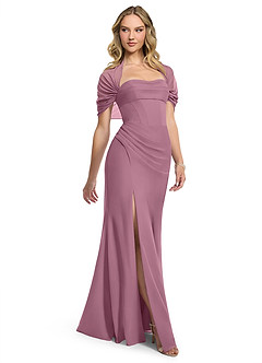 Azazie Zia Bridesmaid Dresses Vintage Mauve Sheath Side Slit Chiffon Convertible Dress image3