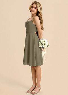 Azazie Shale Vestido Salgueiro Verde de Chiffon de Linha A com Arco image1