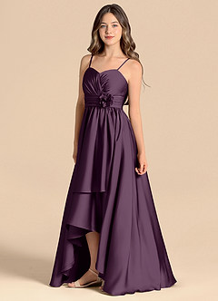 Azazie Catalina Junior Plum A-Line Sweetheart Neckline Stretch Satin Dress image6