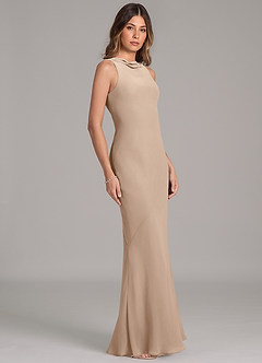 Azazie Allettie Bridesmaid Dresses Taupe Mermaid Chiffon Dress image5
