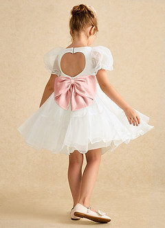 Azazie Debbie Flower Girl Dresses Ivory Rosette Ball-Gown Sweetheart Neckline Organza Dress image6