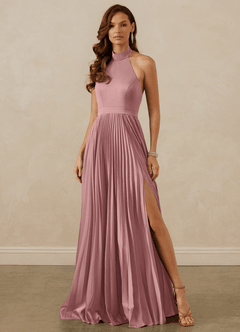 Christian Siriano Bridal for Azazie 1007 Bridesmaid Dresses Dusty Rose A-Line Pleated Stretch Satin Dress image1
