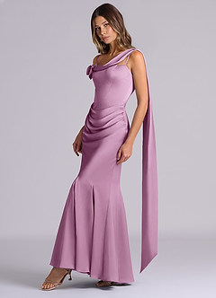 Azazie Inara Brautjungfernkleider Meerjungfrau-Linie Plissee Stretch-Satin Kleid Blauregen image4