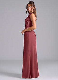 Azazie Evadne Bridesmaid Dresses Merlot A-Line Pleated Chiffon Dress image6