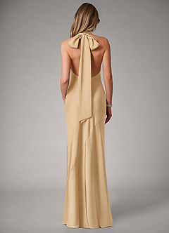 Azazie Velli Bridesmaid Dresses Gold Mermaid Stretch Satin Dress image5