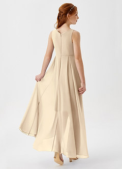 Azazie Lizette Junior Champagne A-Line Pleated Chiffon Dress image2