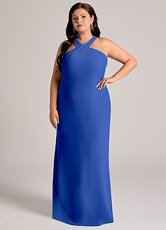 Azazie Doretta Abiti da Damigella Abito Sirena in Chiffon Plissettato Blu Reale image3