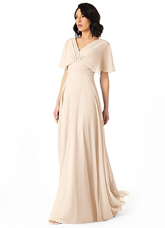 Azazie Pamela Bridesmaid Dresses White Alabaster A-Line V-Neck Pleated Chiffon Dress image3