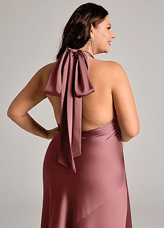 Azazie Velli Bridesmaid Dresses Amethyst Mermaid High Neck Stretch Satin Dress image11