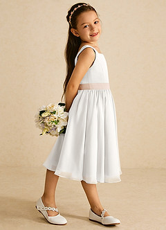Azazie Elina Flower Girl Dresses Ivory English Rose A-Line Sleeveless Chiffon Dress image3