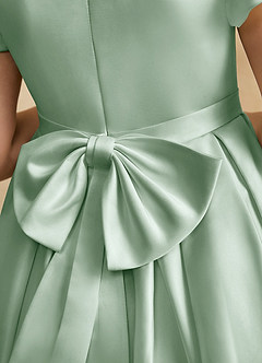 Azazie Pearl Flower Girl Dresses Agave Ball-Gown Pleated Matte Satin Dress image8