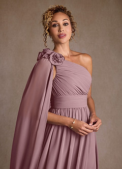 Azazie Lancaster Moeder van de bruid jurken A-Lijn Jurk van Chiffon One-Shoulder Stoffige Roos image4