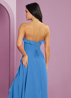 Barbie ♥ Azazie Brautjungfernkleider A-Linie Herzausschnitt Chiffon Kleid Blauhäher image7