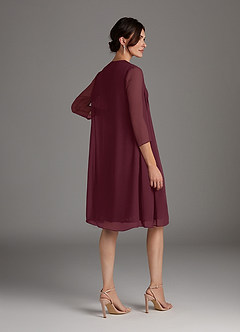 Azazie Beth Kleider für die Brautmutter A-Linie Schaufel Pailletten Chiffon Kleid Dunkelweinrot Champagner image5