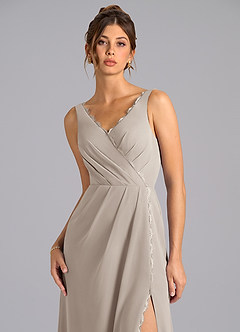 Azazie Bernice Bridesmaid Dresses Frost A-Line Pleated Chiffon Dress image7