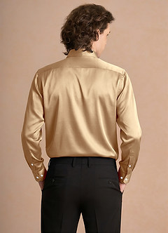 front Julian Champagne Stretch Satin Dress Shirt