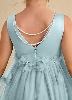 Azazie Lux Robe Demoiselle D'honneur Fillette Robe Trapèze en Tulle Perlé Brume image6