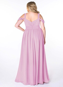 Azazie Lianne Bridesmaid Dresses Candy Pink A-Line Off the Shoulder Chiffon Dress image9